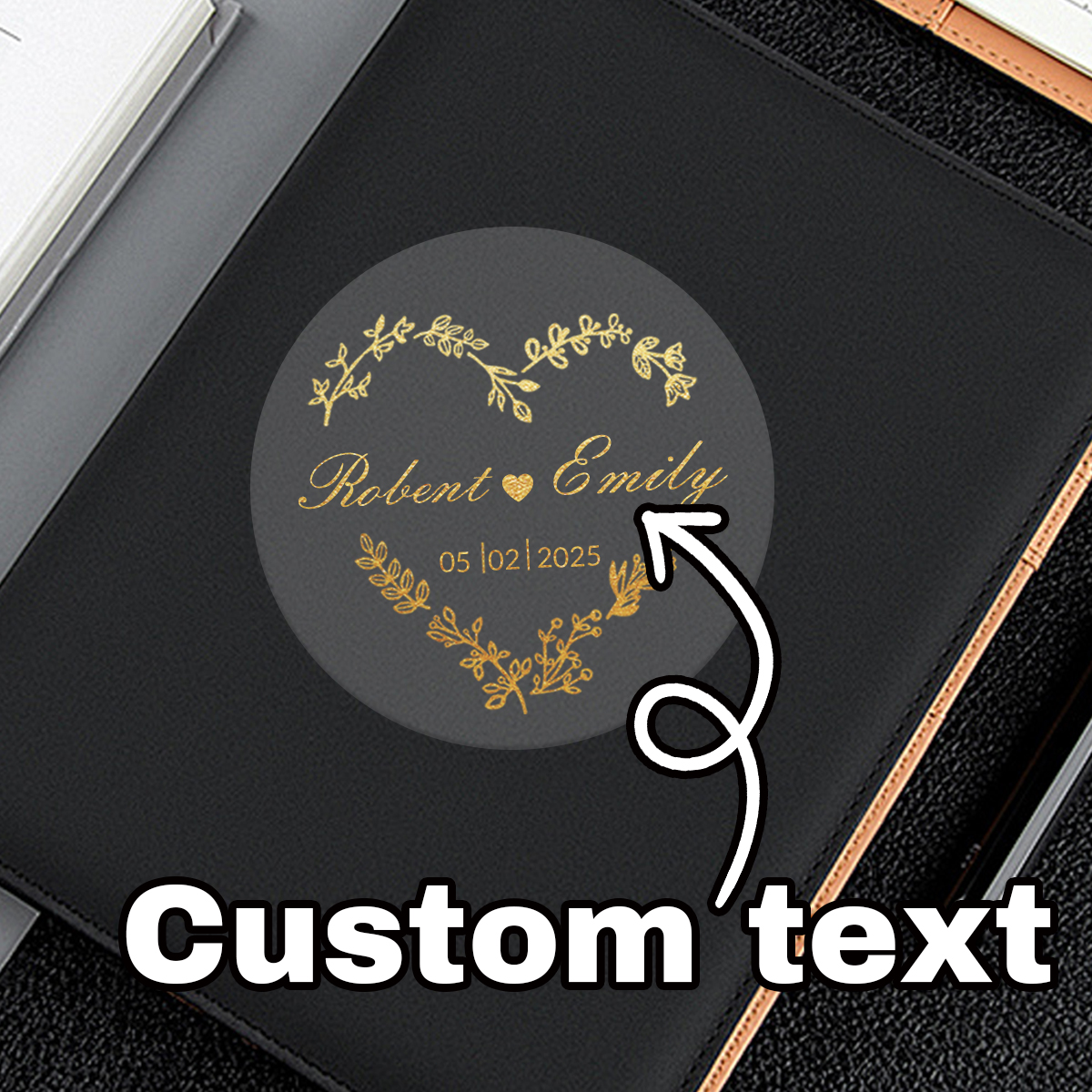 Personalised Candle Label - Custom Gold Foil Wedding Stickers, Personalized