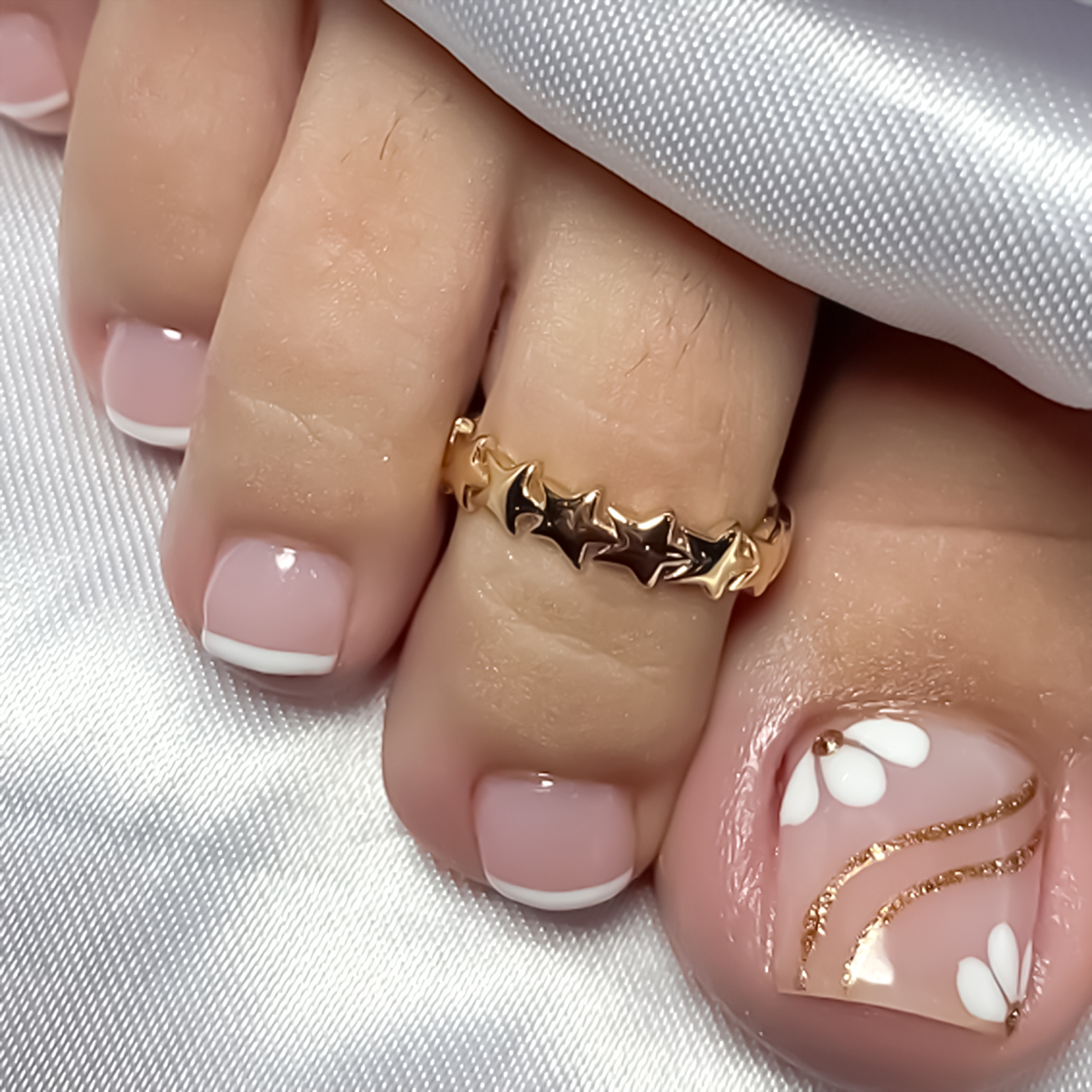 Nude Pink Color Fake Toenails  - Pressed Flower Art recensione e prezzo