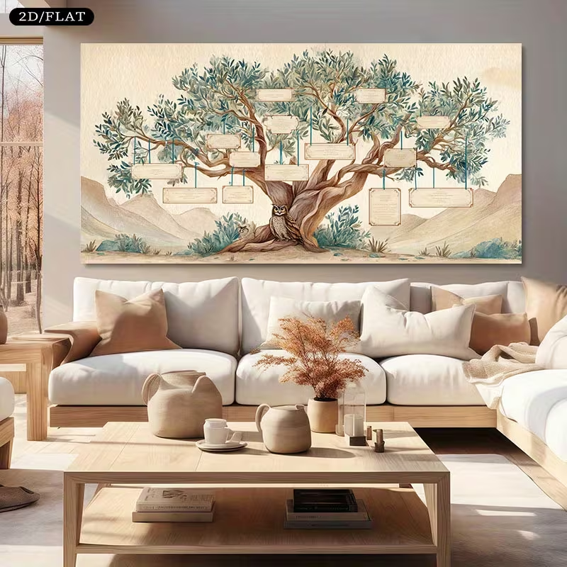 2D Flat, 2D Flat, Large Canvas - Family Tree Print recensione e prezzo