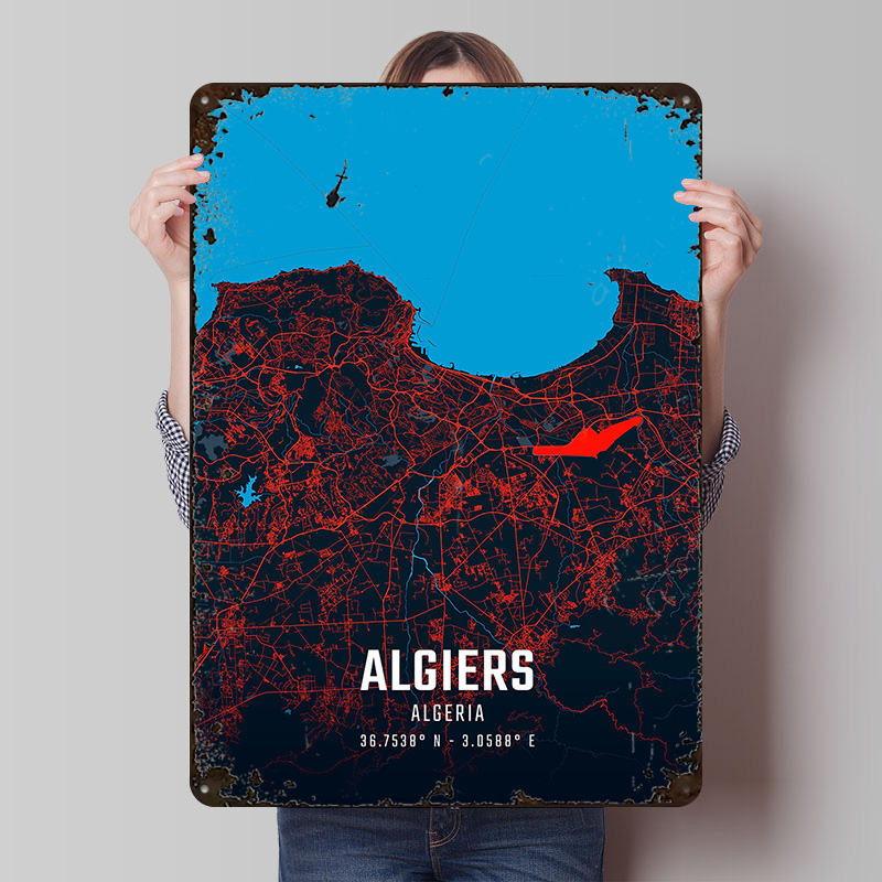 Algiers City Map Metal Poster  - Custom Map Poster recensione e prezzo