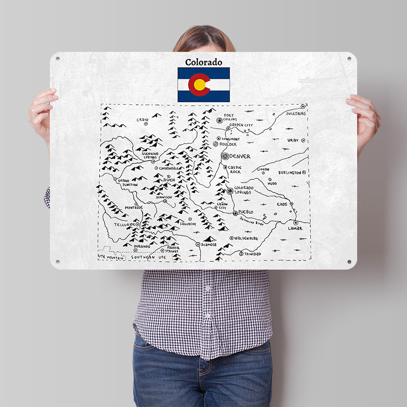 Hand Drawn Map of Colorado 3D  - Custom Map Poster recensione e prezzo