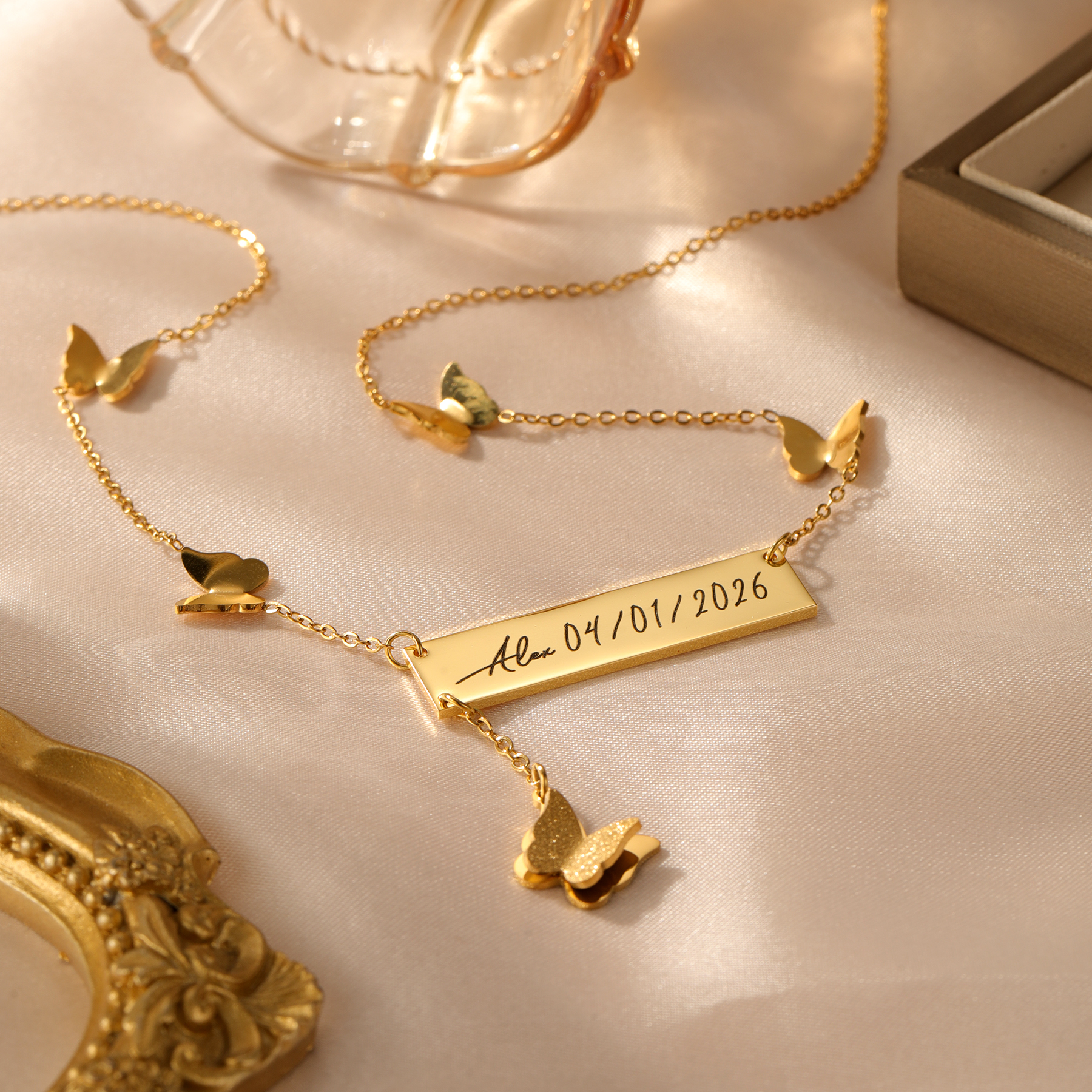 Personalized Butterfly Bar Nam - Handwriting Necklace Bar recensione e prezzo