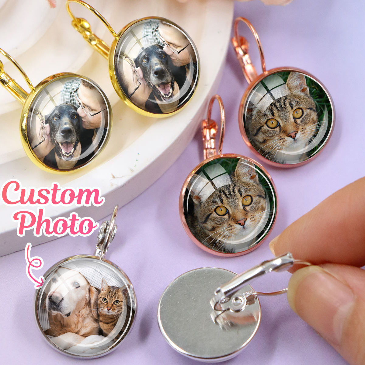 Custom Photo Earrings, Persona - Pet Portrait Custom recensione e prezzo