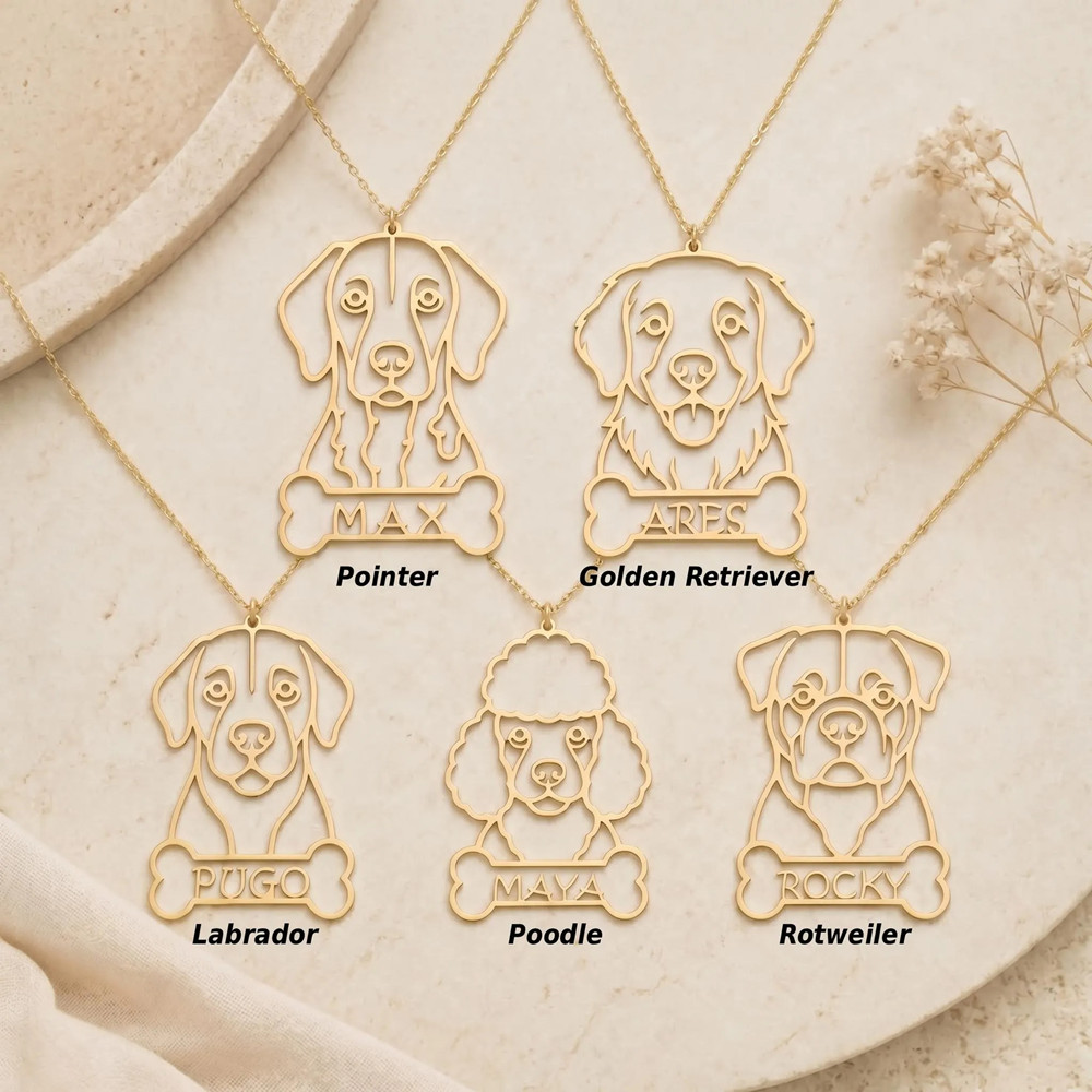 Personalized Custom Dog Breed  - Birth Flower Necklace recensione e prezzo