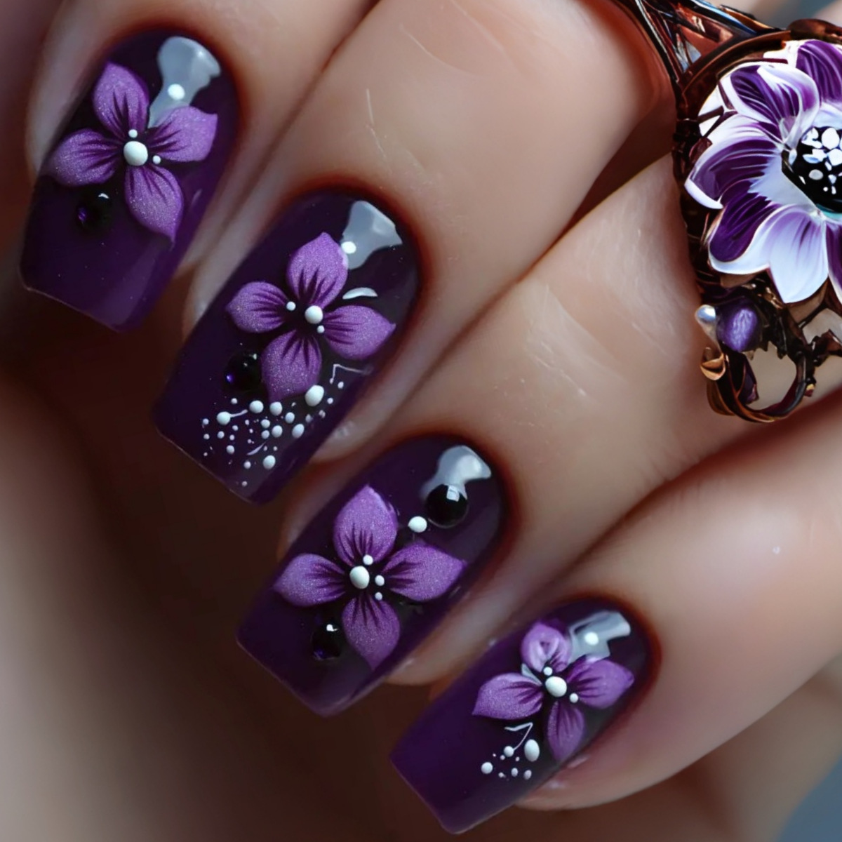 Medium square fake nails for w - Pressed Flower Art recensione e prezzo