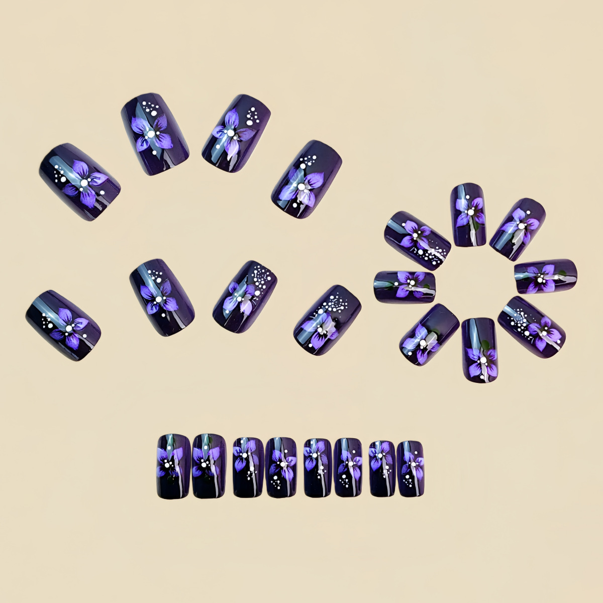 Medium square fake nails for w - Pressed Flower Art recensione e prezzo