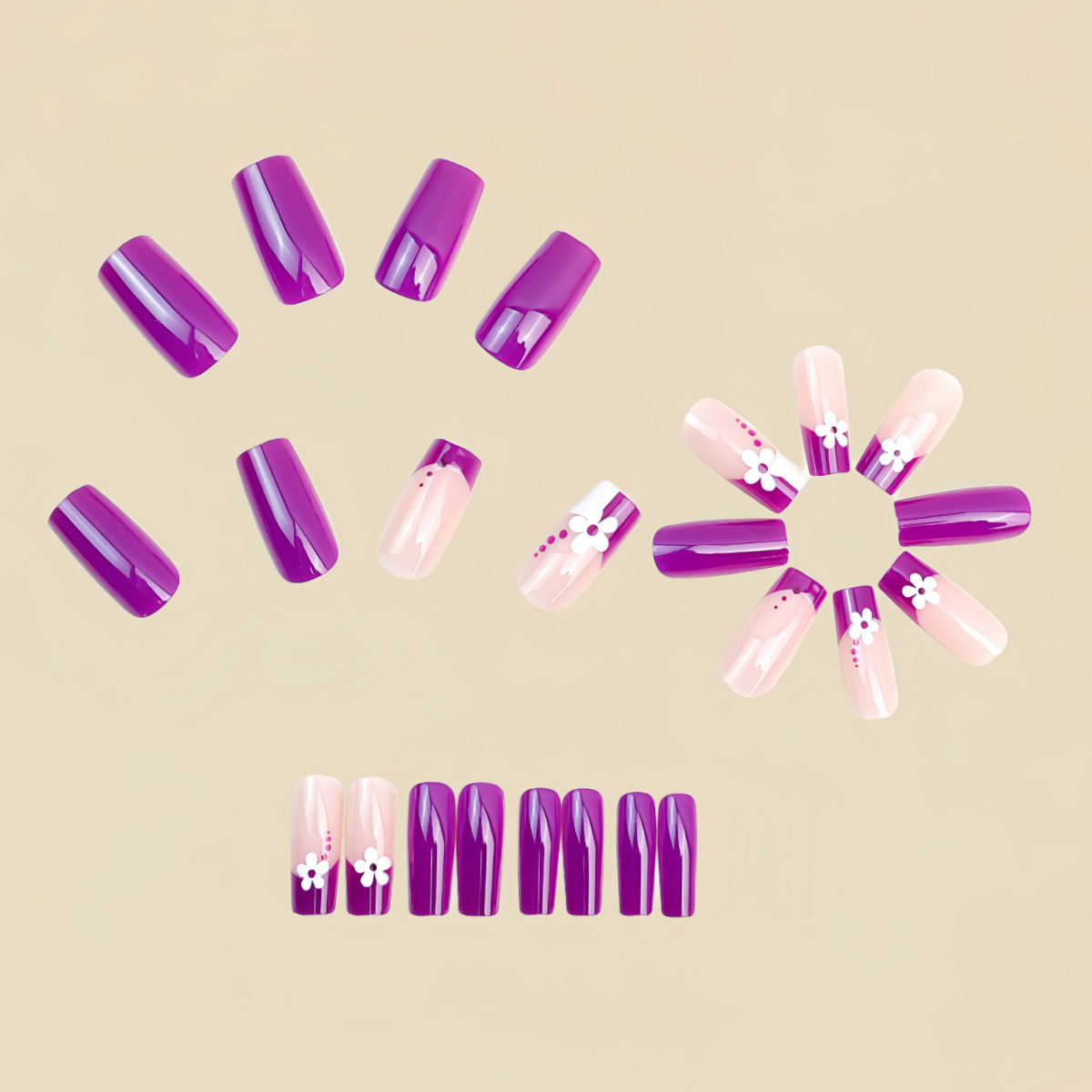 Medium square fake nails for w - Pressed Flower Art recensione e prezzo