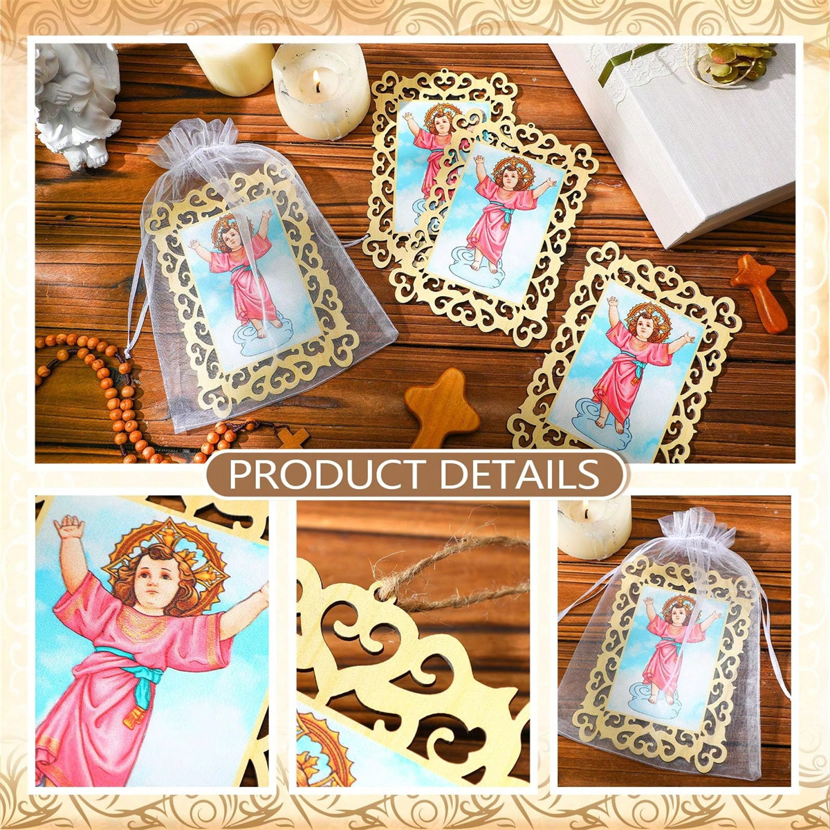 12pcs Wooden Framed Divino Nin - Engraved Wood Frame recensione e prezzo