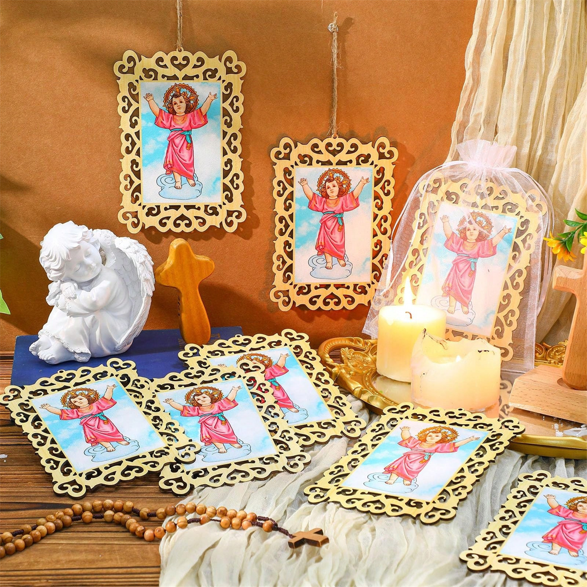 12pcs Wooden Framed Divino Nin - Engraved Wood Frame recensione e prezzo