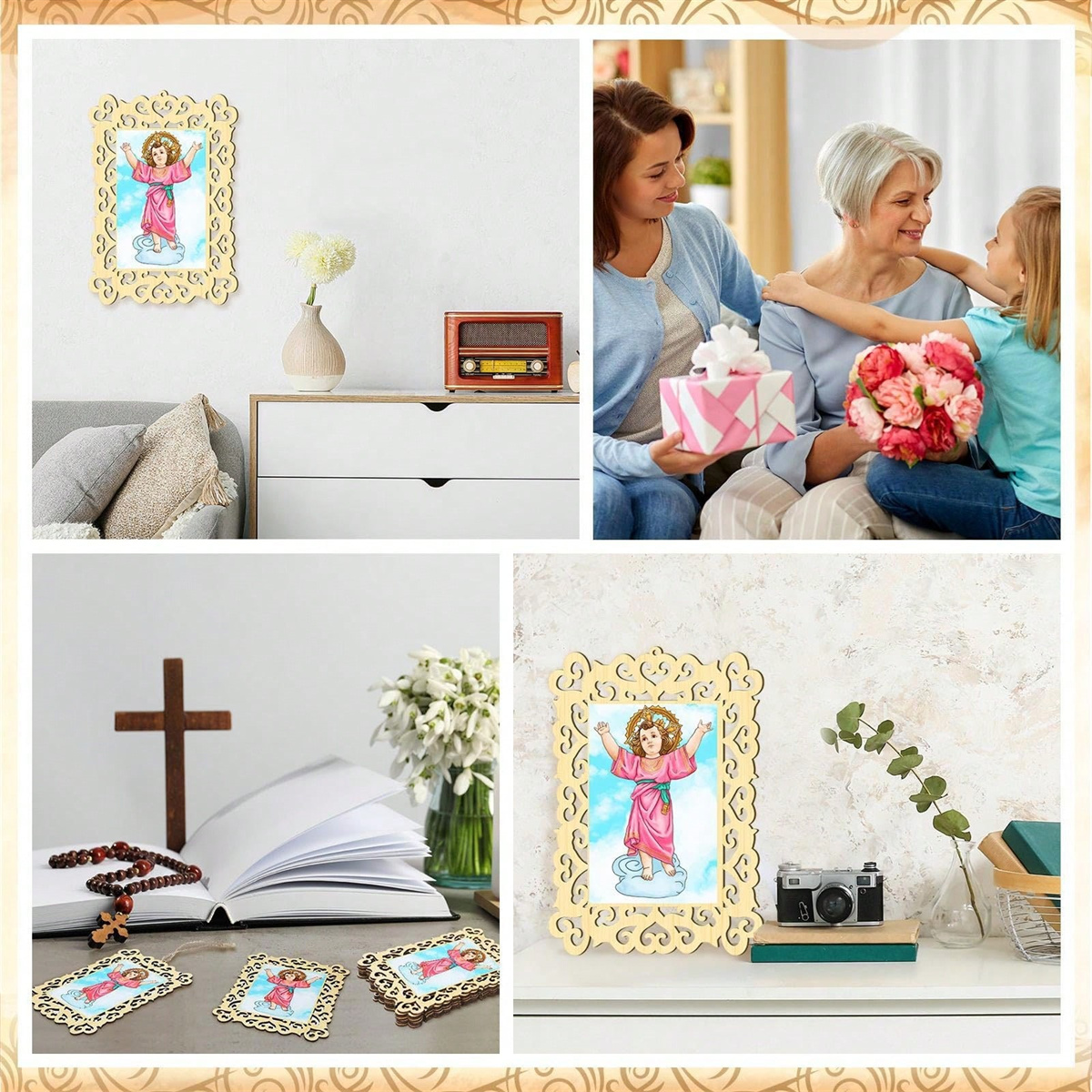12pcs Wooden Framed Divino Nin - Engraved Wood Frame recensione e prezzo