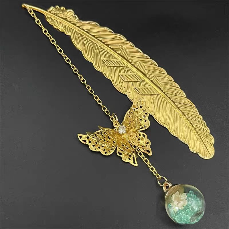 1pc Chinese Style Metal Feathe - Dried Flower Bookmark recensione e prezzo
