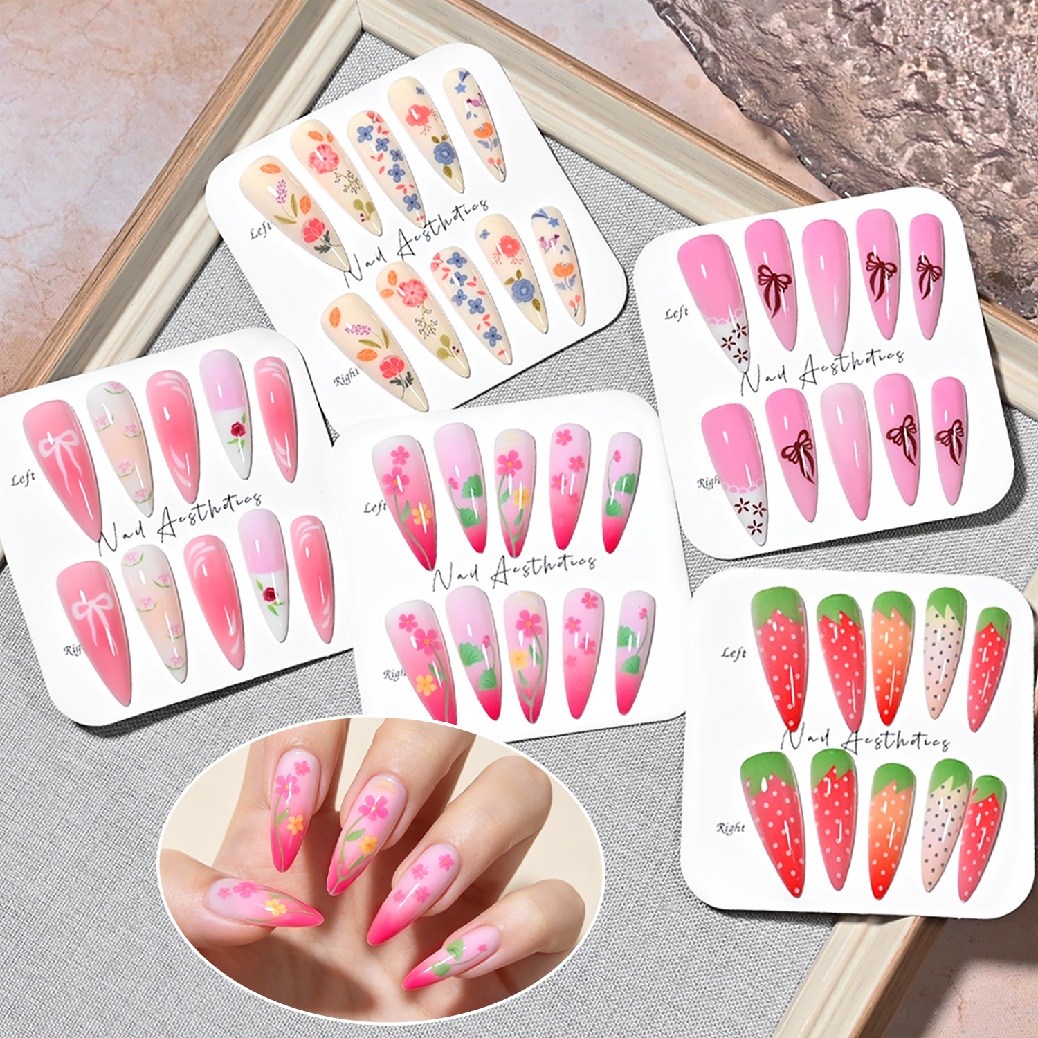 120Pcs Long Almond Press On Na - Pressed Flower Art recensione e prezzo