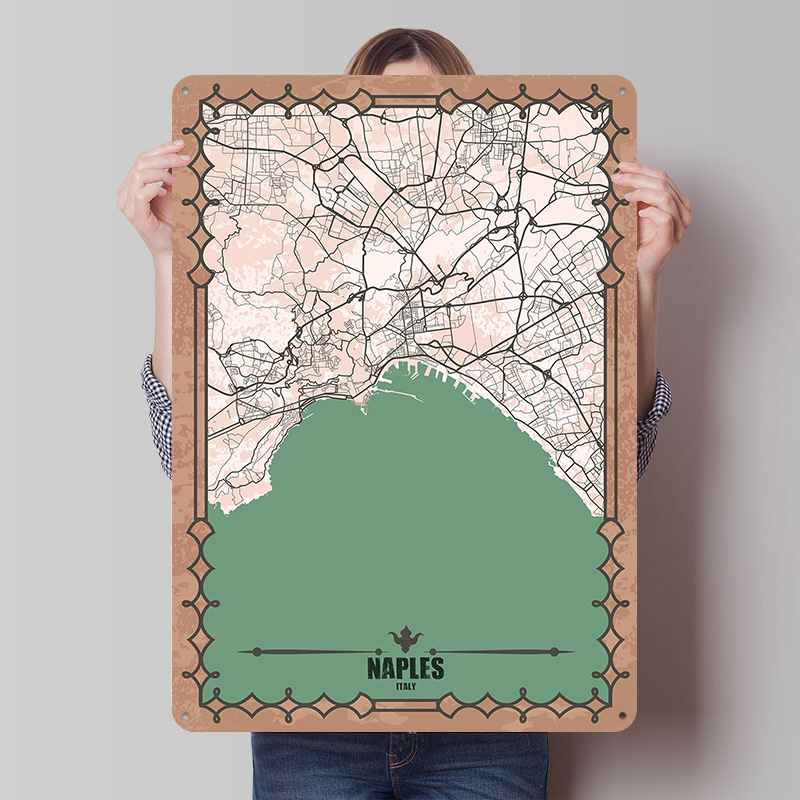 Naples City Map Tin Plaque Pos - Custom Map Poster recensione e prezzo