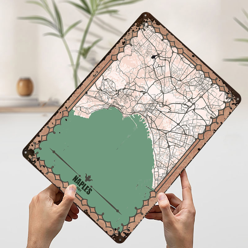 Naples City Map Tin Plaque Pos - Custom Map Poster recensione e prezzo