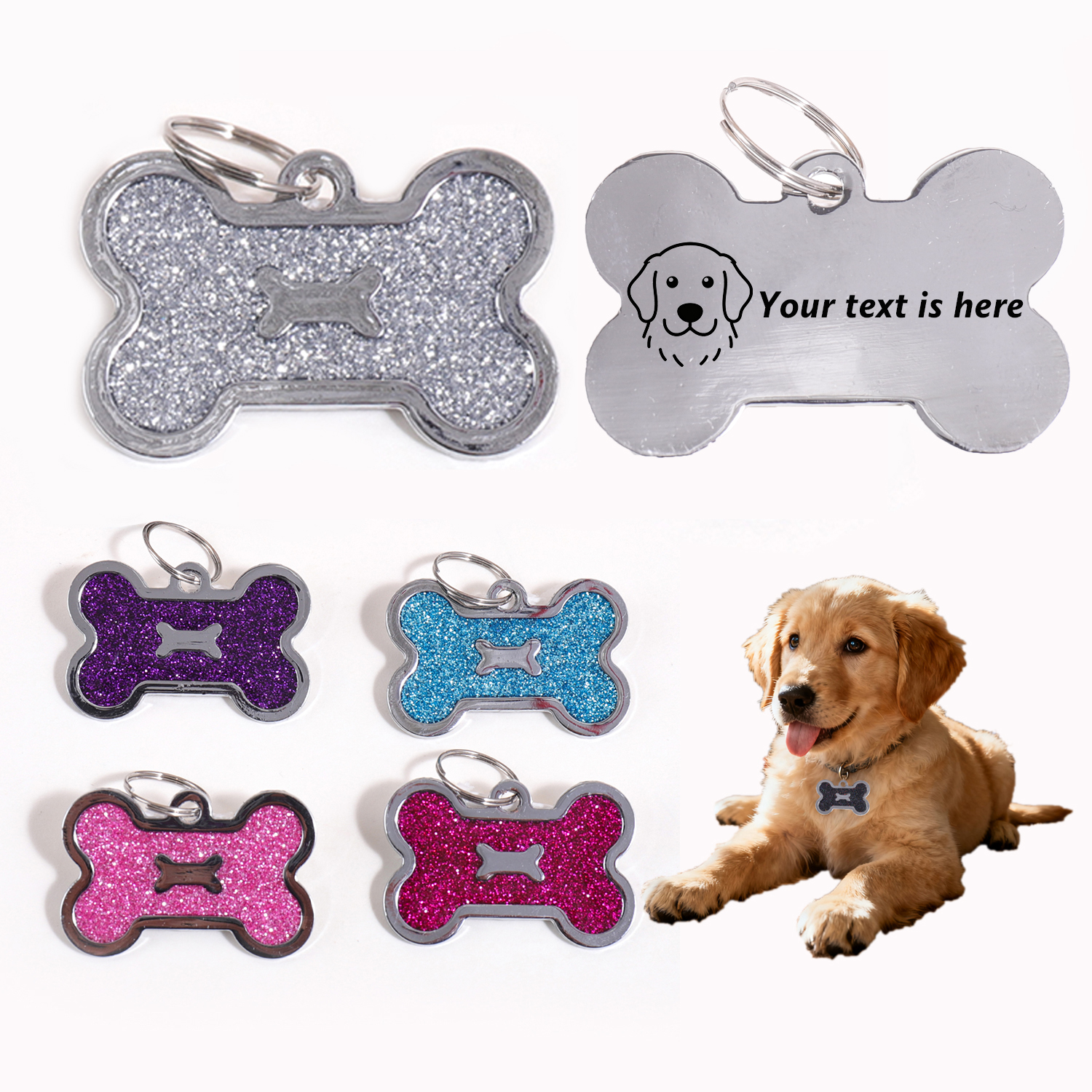 Glitter Custom Text Dog Tags C - Pet Portrait Custom recensione e prezzo