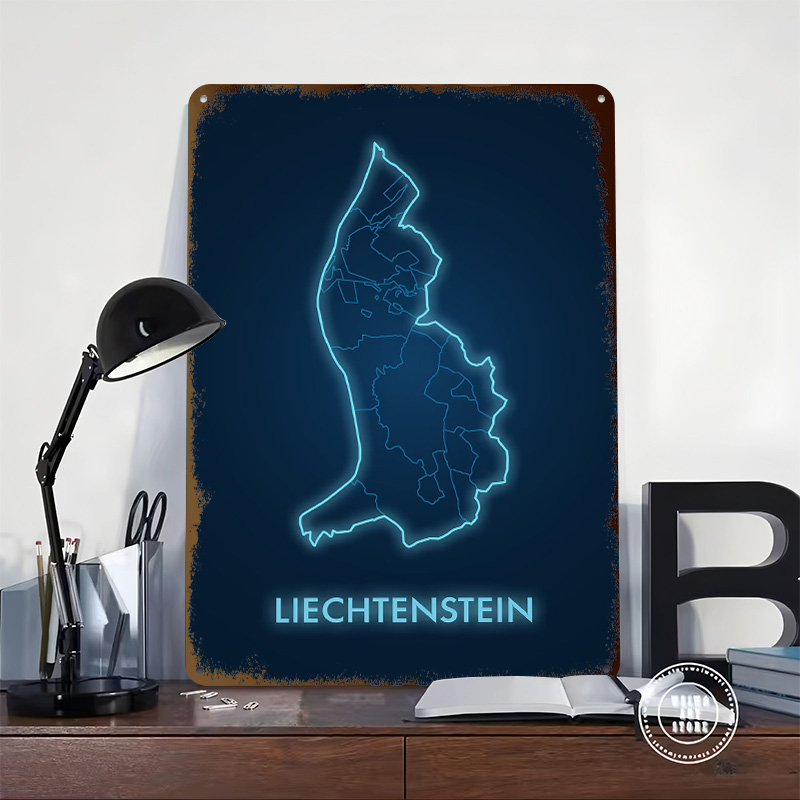 Liechtenstein Map Neon Blue Pr - Custom Map Poster recensione e prezzo