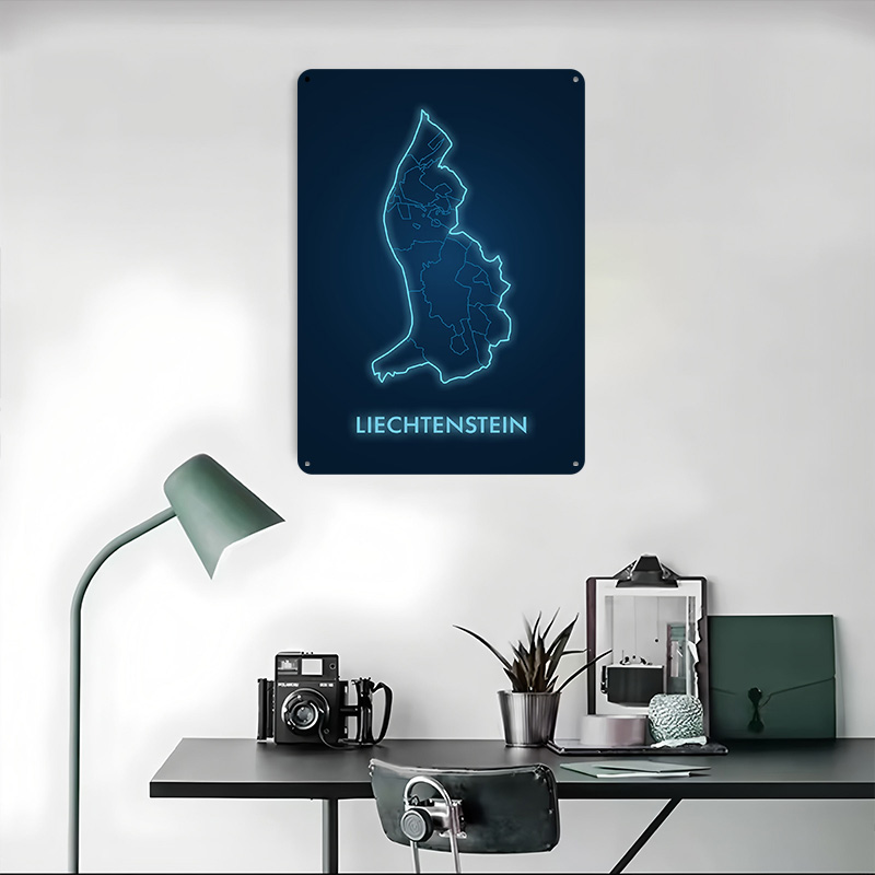 Liechtenstein Map Neon Blue Pr - Custom Map Poster recensione e prezzo