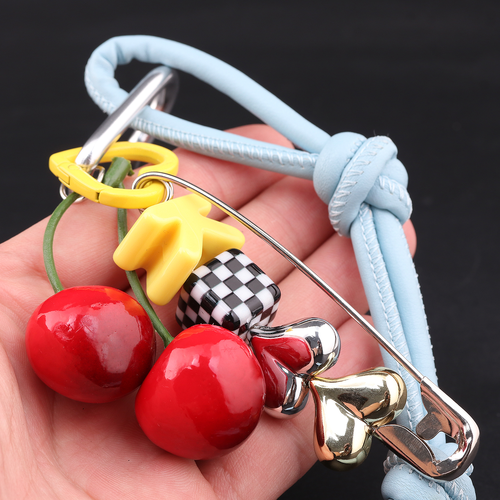 Y2k Cute Cherry Alphabet PU Le - Monogram Keychain Leather recensione e prezzo