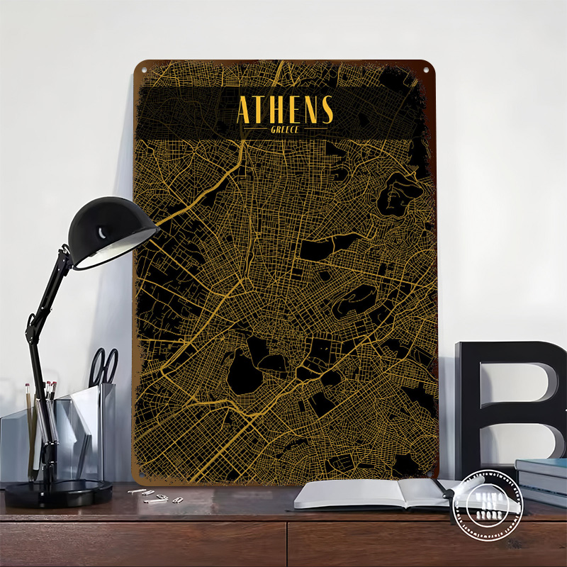 Athens Golden Map Tinplate Pos - Custom Map Poster recensione e prezzo