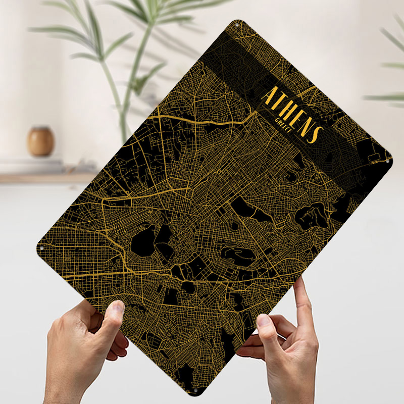 Athens Golden Map Tinplate Pos - Custom Map Poster recensione e prezzo