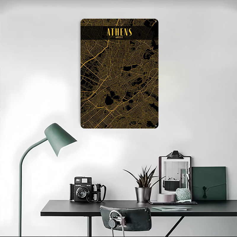 Athens Golden Map Tinplate Pos - Custom Map Poster recensione e prezzo