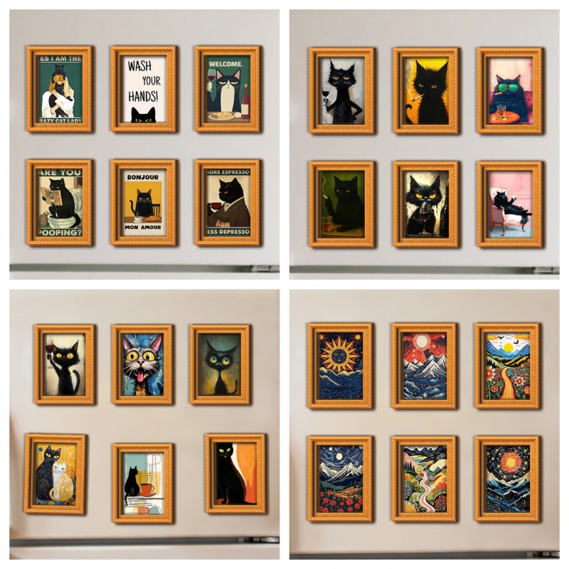 6Pcs/set Wooden Refrigerator M - Engraved Wood Frame recensione e prezzo