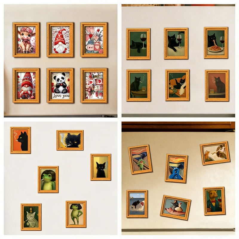 6Pcs/set Wooden Refrigerator M - Engraved Wood Frame recensione e prezzo