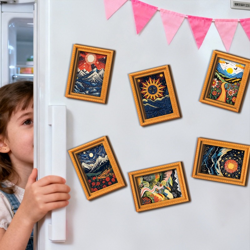 6Pcs/set Wooden Refrigerator M - Engraved Wood Frame recensione e prezzo