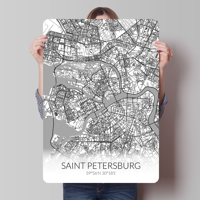 Saint Petersburg White Map Tin - Custom Map Poster recensione e prezzo