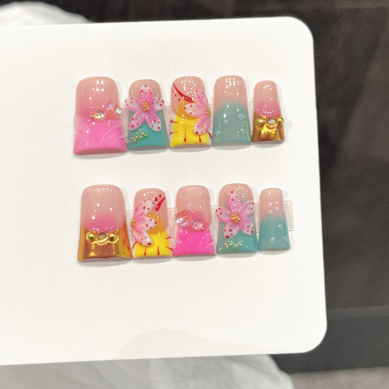 10pcs Ocean Style Fake Nails D - Pressed Flower Art recensione e prezzo