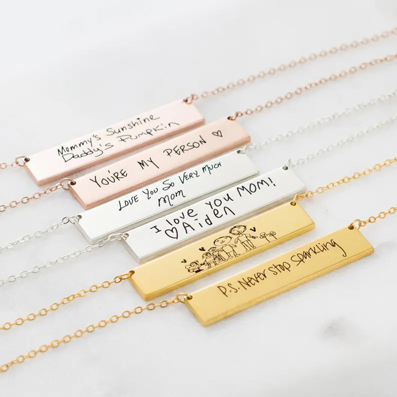 Custom Handwriting Name Bar Pe - Handwriting Necklace Bar recensione e prezzo