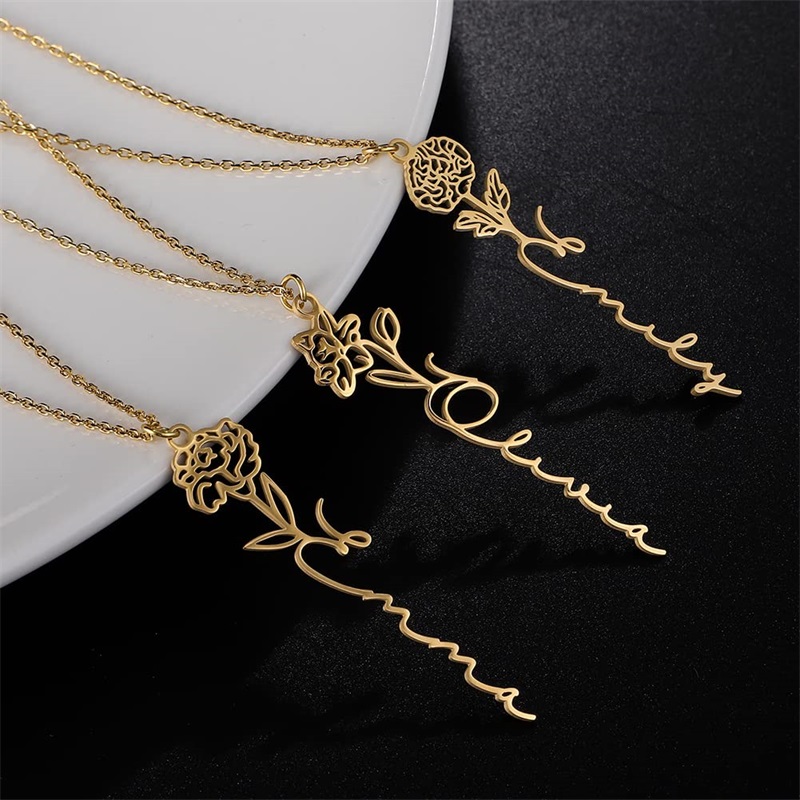 Personalized Birth Flower Name - Birth Flower Necklace recensione e prezzo