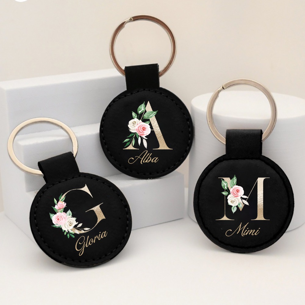 Personalized Initial with Name - Monogram Keychain Leather recensione e prezzo