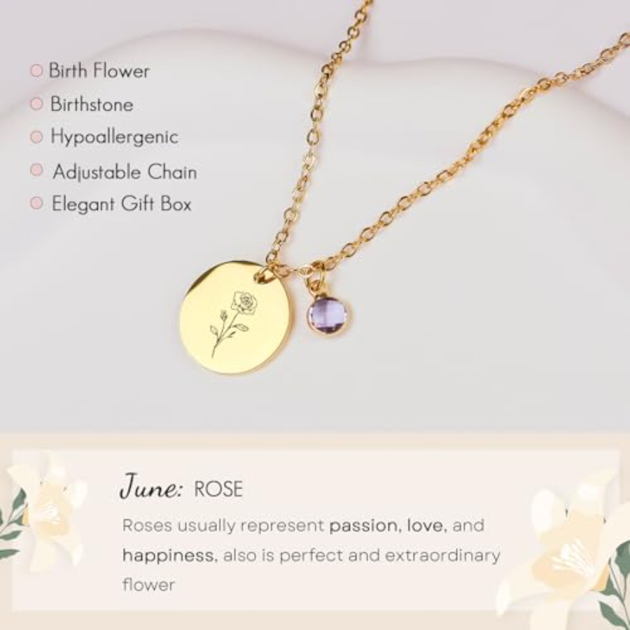 Birth Flower Necklaces for Wom - Birth Flower Necklace recensione e prezzo