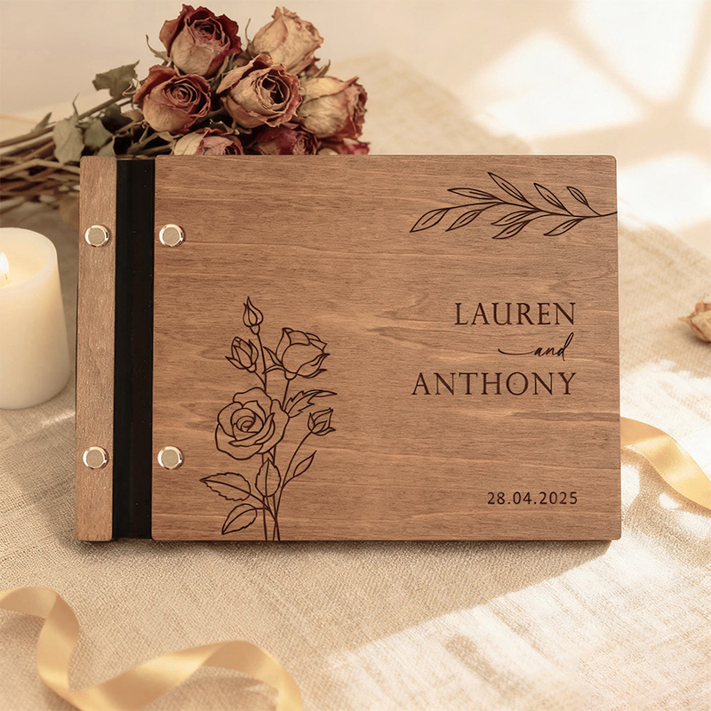 Personalized Wooden Wedding Gu - Custom Photo Book recensione e prezzo
