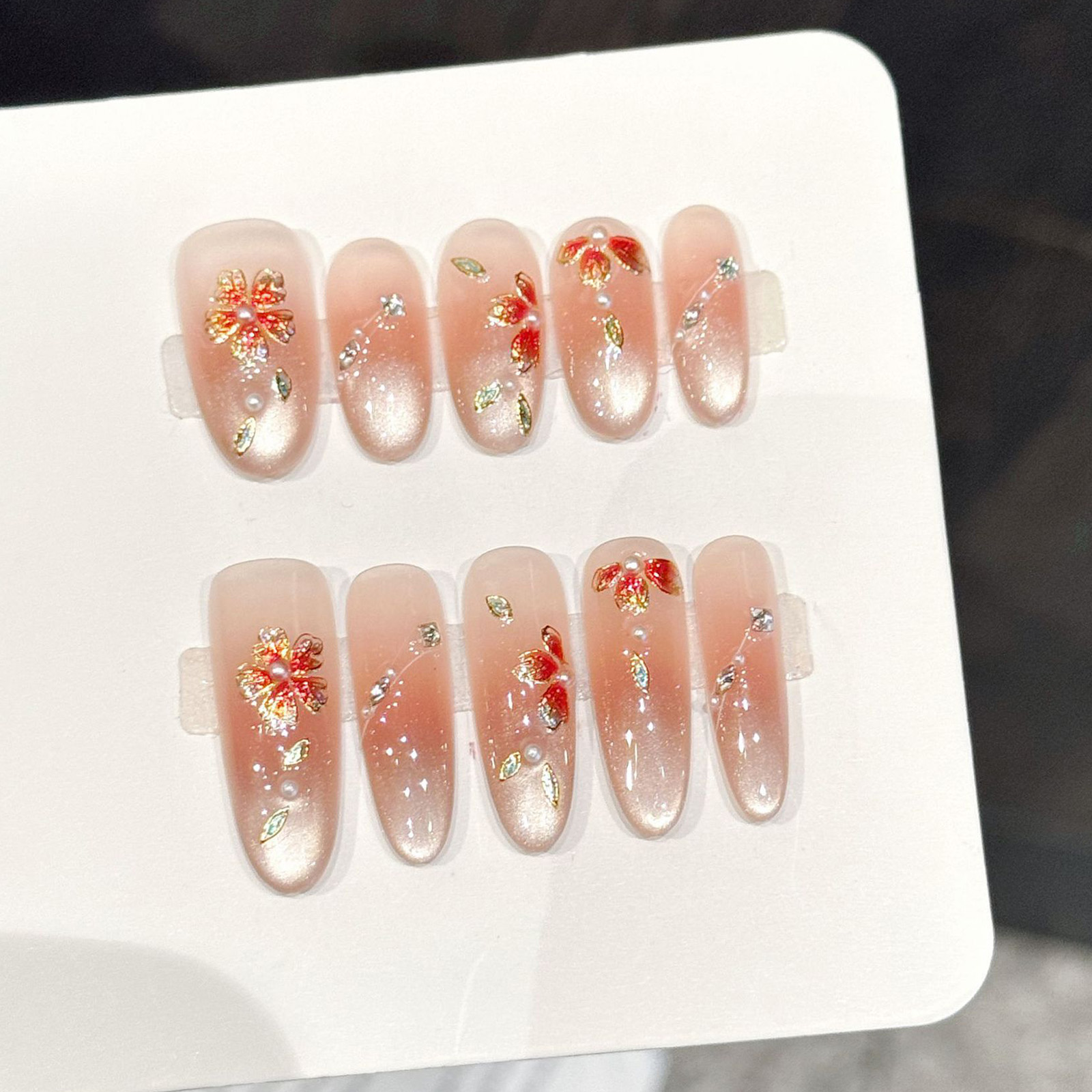 10pcs Handmade Fake Nails Pres - Pressed Flower Art recensione e prezzo
