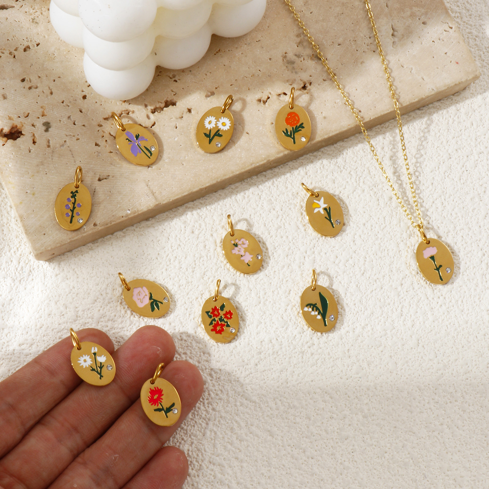 1 Piece 304 Stainless Steel Bi - Birth Flower Necklace recensione e prezzo